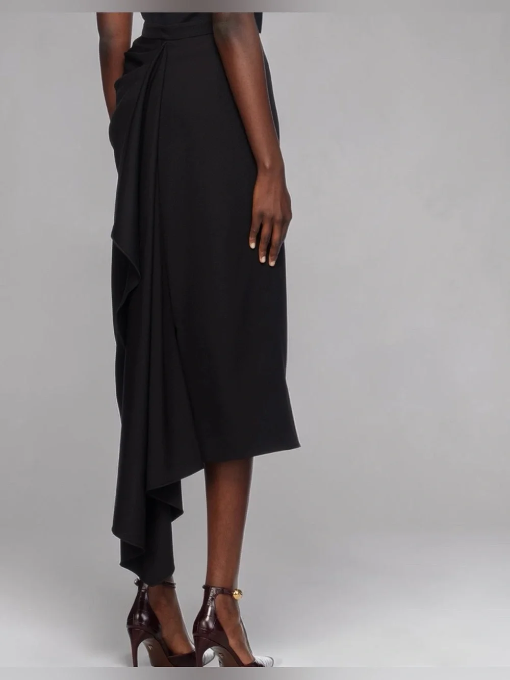 Erdem Black Draped Midi Skirt - Classic Women's Skirt Size 0 US